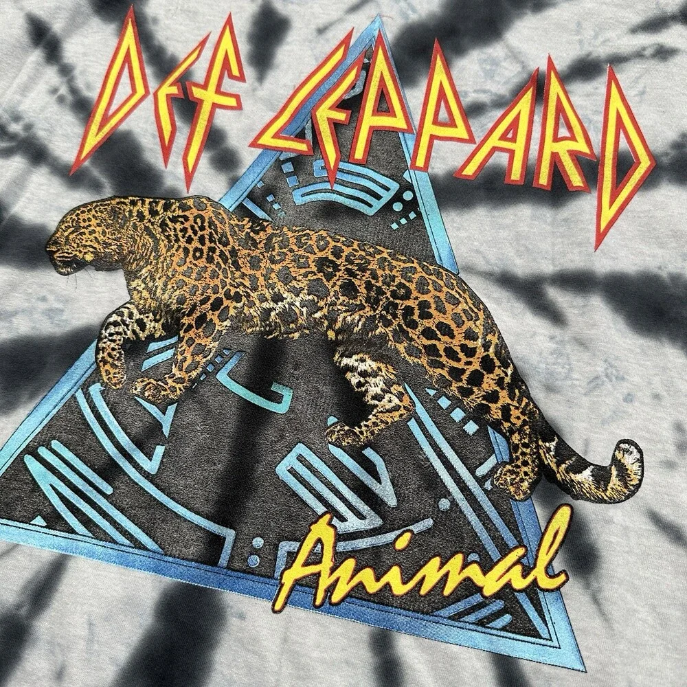 Def Leppard Animal BlackTye Dye Short Sleeve Tee Shirt Adult Size Medium Rock